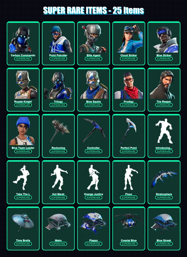 [PC/XBOX] | Carbon Commando | Point Patroller | Elite Agent | Cloud Striker | Blue Striker | 129 skin | 136 pickaxe | 111 emote | 137 glider | Lv162 — Game account