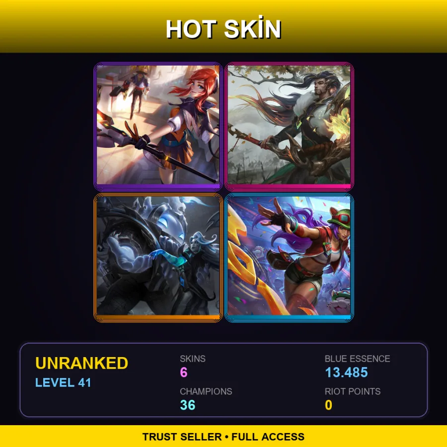 LAS | Lv41 | Unranked | 6 Skin | 36 Champ — LoL account
