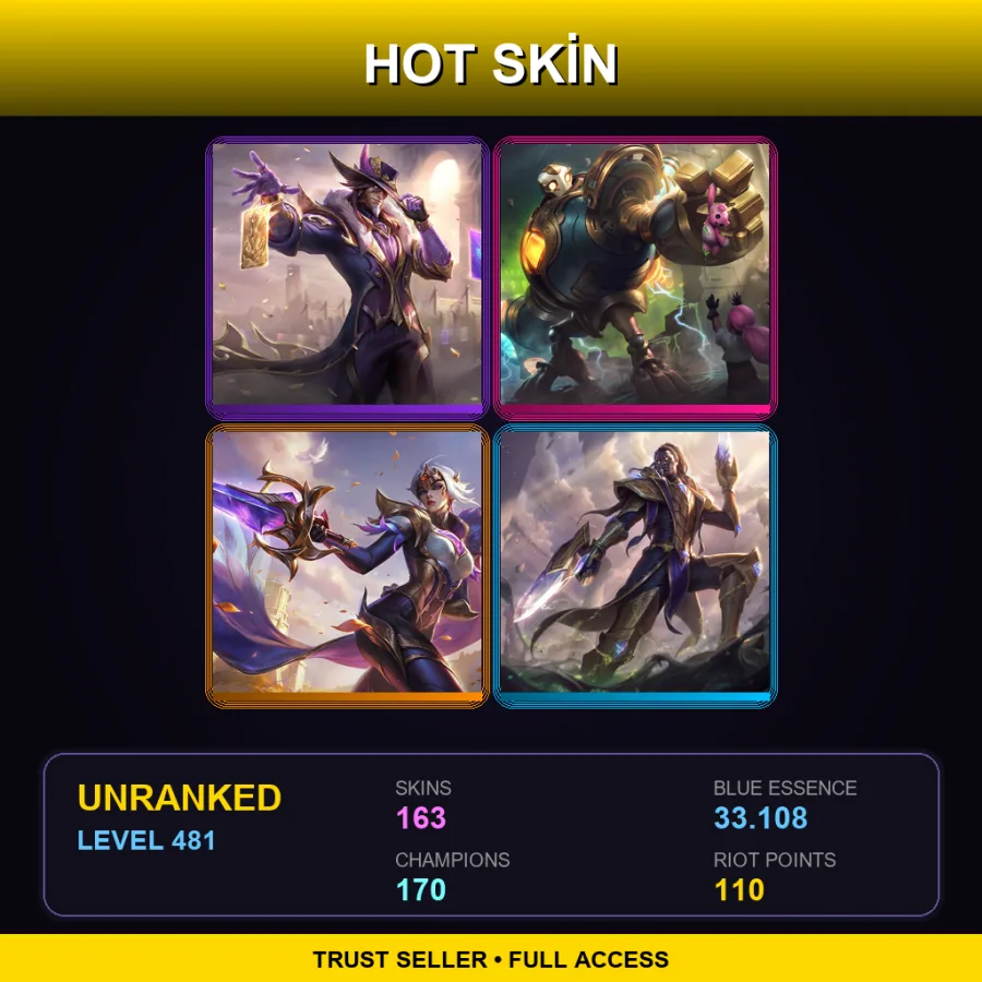 EUW | Lv481 | Unranked | 163 Skin | 170 Champ — Yellow Jacket Shen