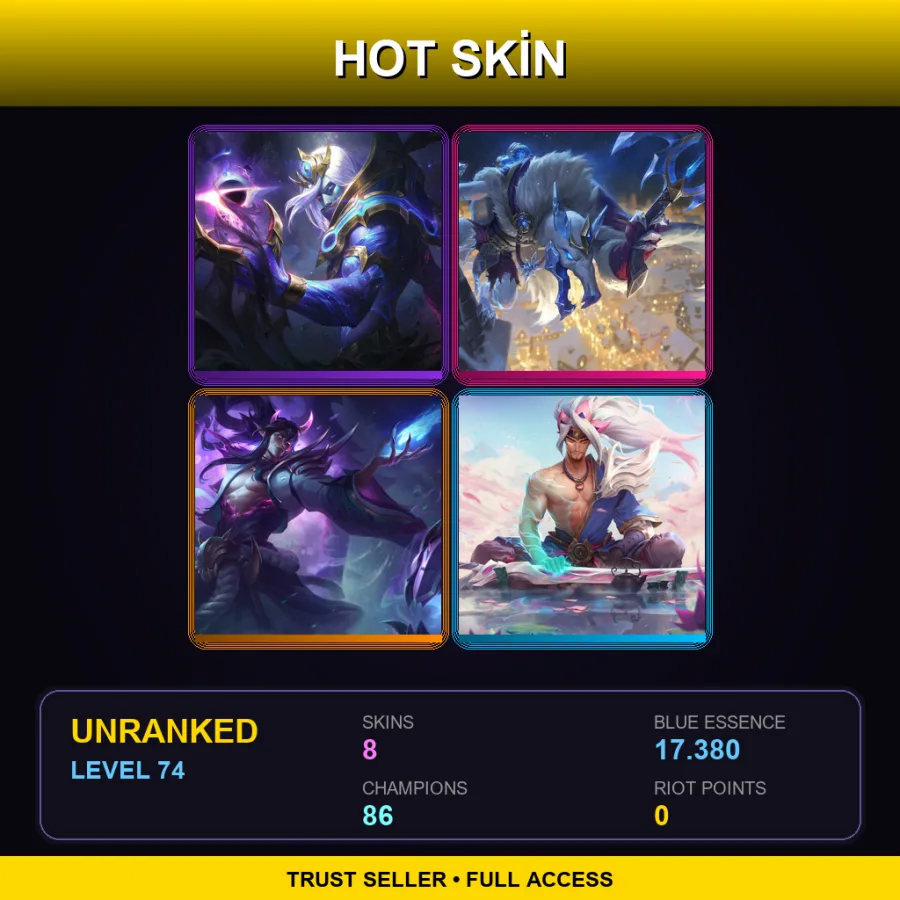 TR | Lv74 | Unranked | 8 Skin | 86 Champ