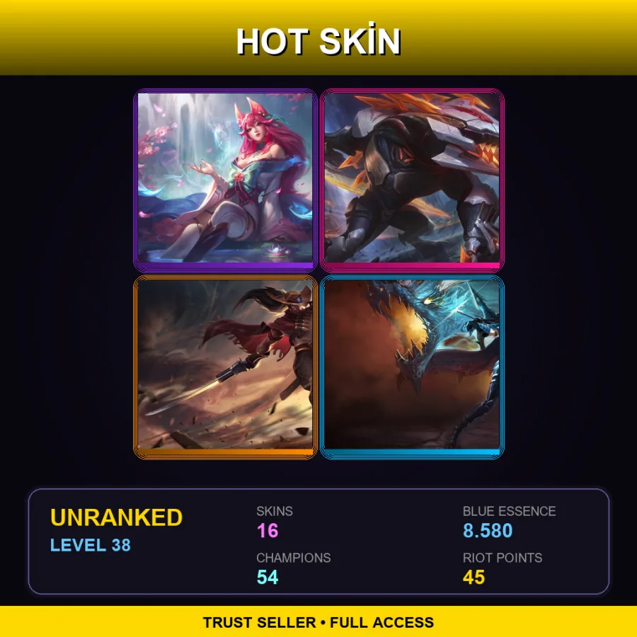 EUNE | Lv38 | Unranked | 16 Skin | 54 Champ