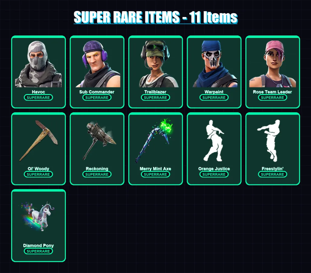 [PC/XBOX/PSN] | Havoc | Sub Commander | Trailblazer | Warpaint | Rose Team Leader | 40 skin | 26 pickaxe | 33 emote | 31 glider | Lv303