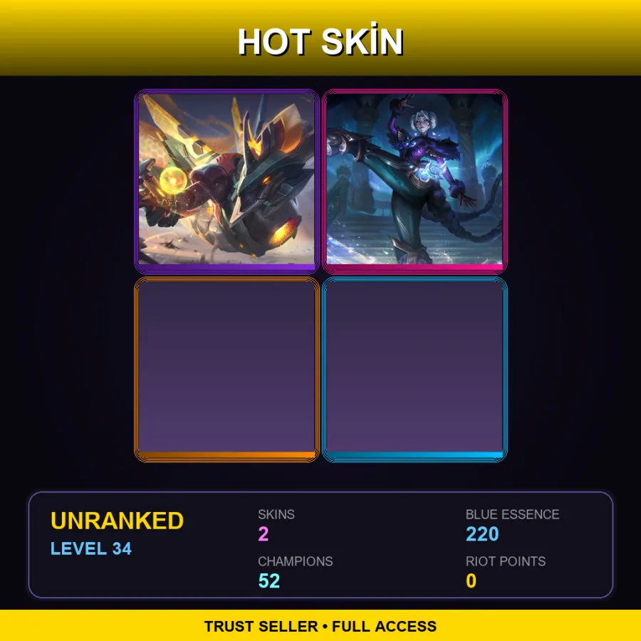 EUNE | Lv34 | Unranked | 2 Skin | 52 Champ — LoL account