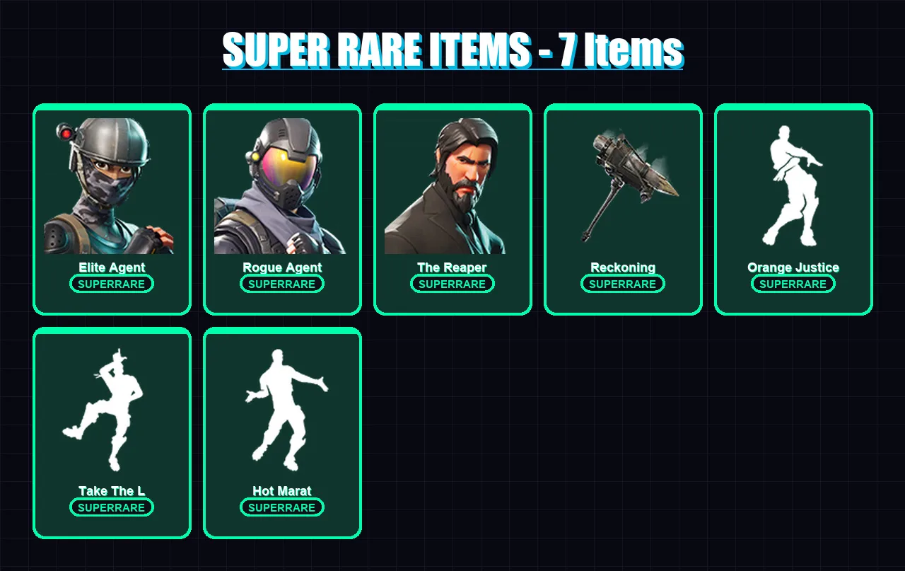 [PC/PSN] | Elite Agent | Rogue Agent | The Reaper | Calamity | Lynx | 36 skin | 25 pickaxe | 36 emote | 31 glider | Lv502