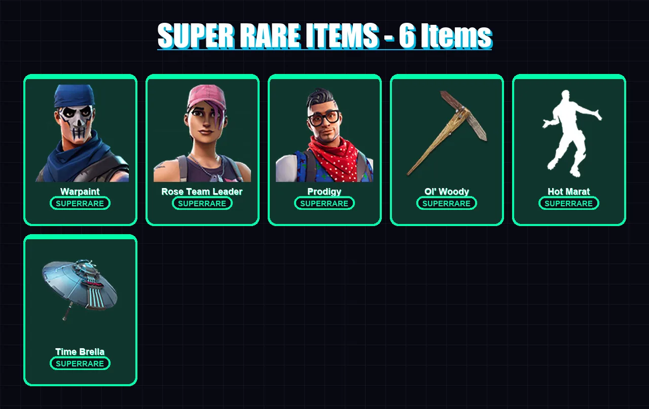 [PC/XBOX] | Warpaint | Rose Team Leader | Prodigy | Blackheart | The Foundation | 39 skin | 46 pickaxe | 43 emote | 46 glider | Lv643 — Fortnite account