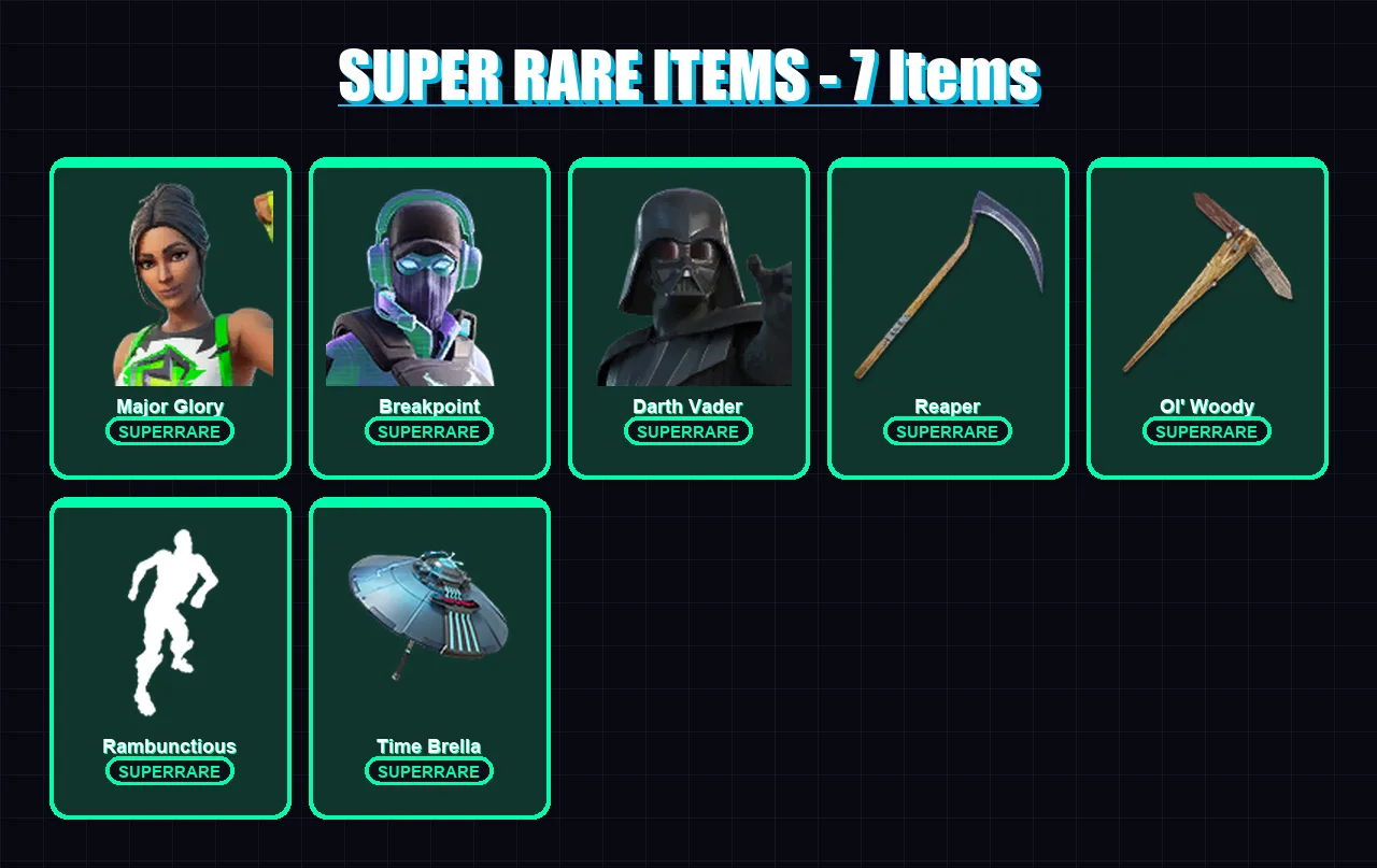 [PC/XBOX/PSN] | Major Glory | Breakpoint | Darth Vader | Red Knight | Midas Rex | 241 skin | 240 pickaxe | 214 emote | 161 glider | Lv2768