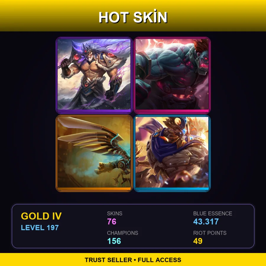 SG | Lv197 | Gold IV | 76 Skin | 156 Champ