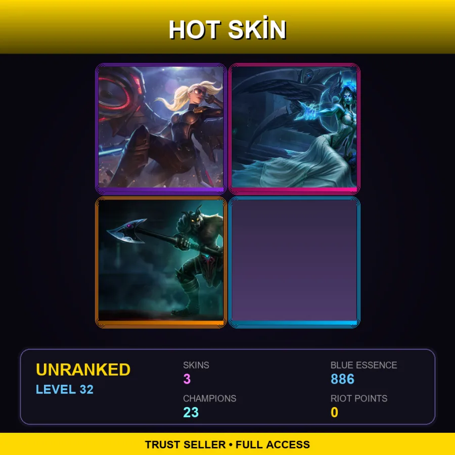 EUW | Lv32 | Unranked | 3 Skin | 23 Champ