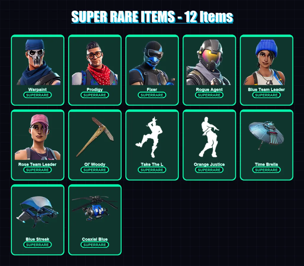 [PS4/PS5/XBOX/PC] | Warpaint | Prodigy | Fixer | Rogue Agent | Blue Team Leader | 70 skin | 99 pickaxe | 68 emote | 95 glider | Lv971