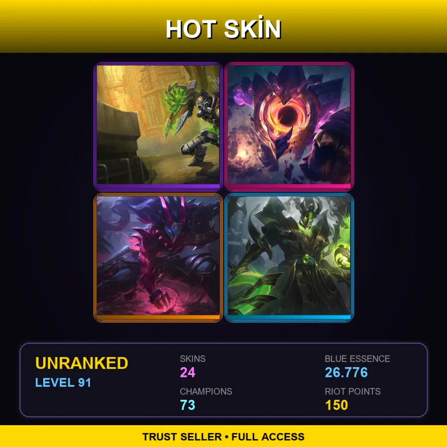 EUW | Lv91 | Unranked | 24 Skin | 73 Champ
