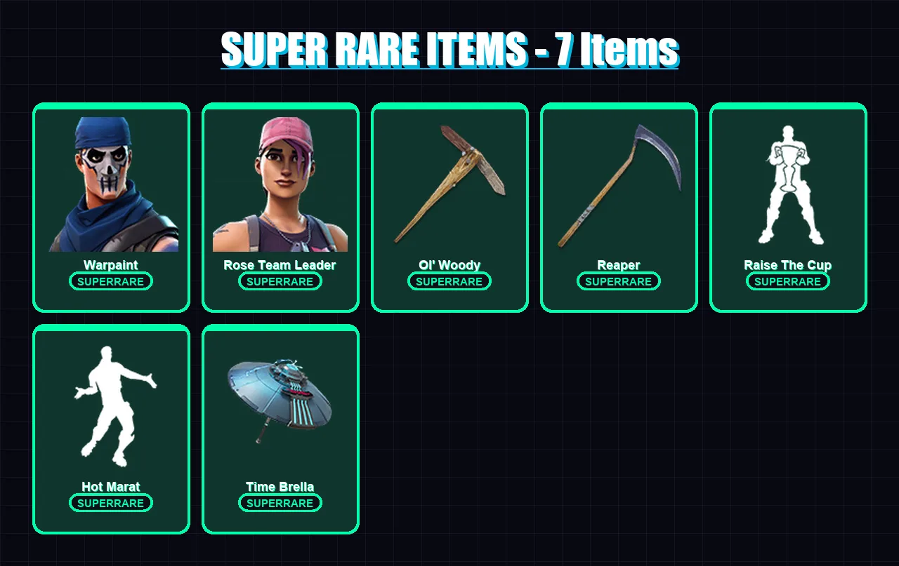 [PC/XBOX/PSN] | Warpaint | Rose Team Leader | Ruin | Sorana | The Foundation | 108 skin | 124 pickaxe | 131 emote | 107 glider | Lv1820 — Fortnite account