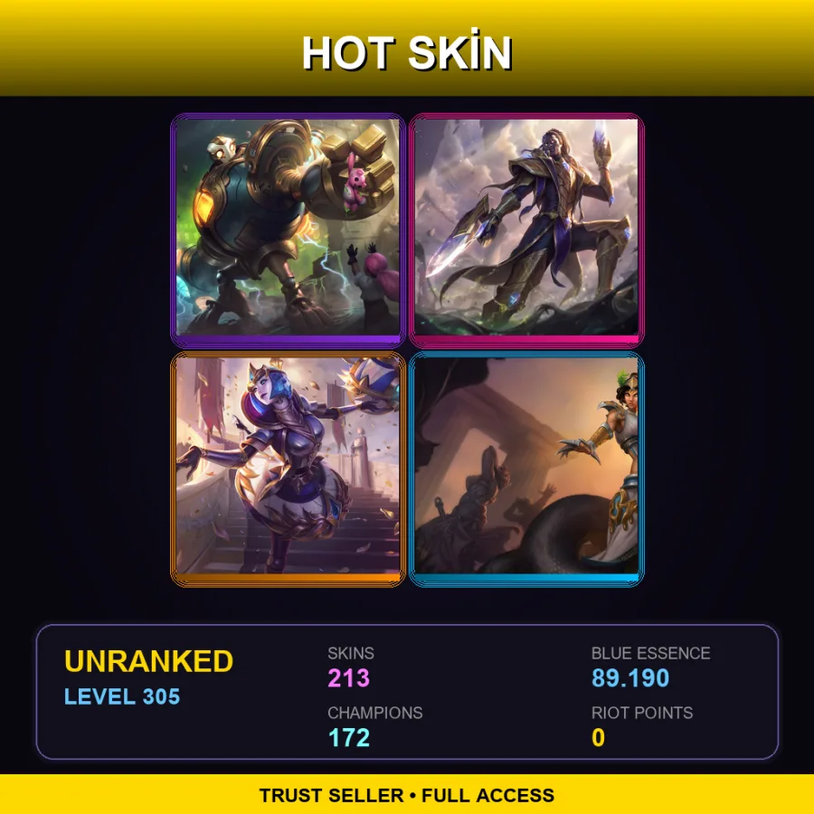 VN | Lv305 | Unranked | 213 Skin | 172 Champ
