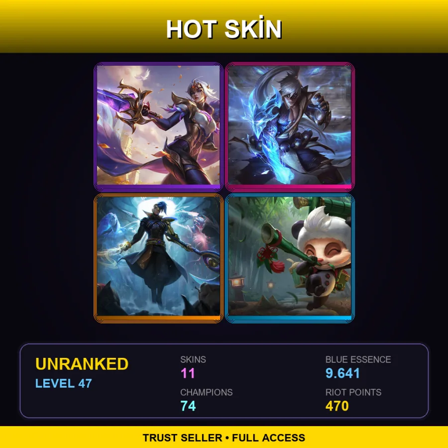 TR | Lv47 | Unranked | 11 Skin | 74 Champ — LoL account