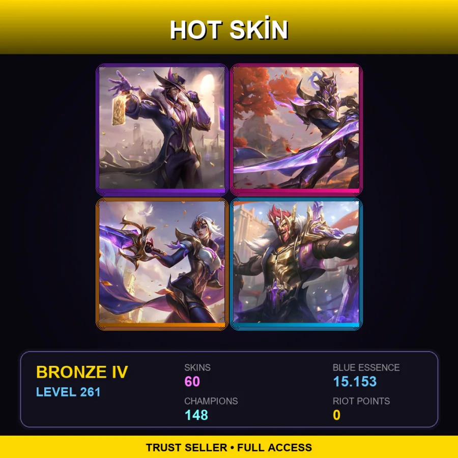EUW | Lv261 | Bronze IV | 60 Skin | 148 Champ