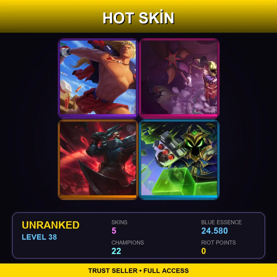 NA | Lv38 | Unranked | 5 Skin | 22 Champ