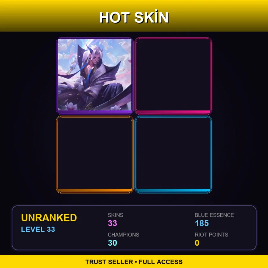 LAS | Lv33 | Unranked | 33 Skin | 30 Champ
