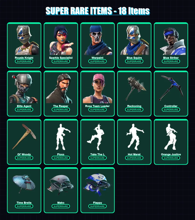 [PS4/PS5/XBOX/PC] | Royale Knight | Sparkle Specialist | Warpaint | Blue Squire | Blue Striker | 38 skin | 27 pickaxe | 43 emote | 34 glider | Lv420