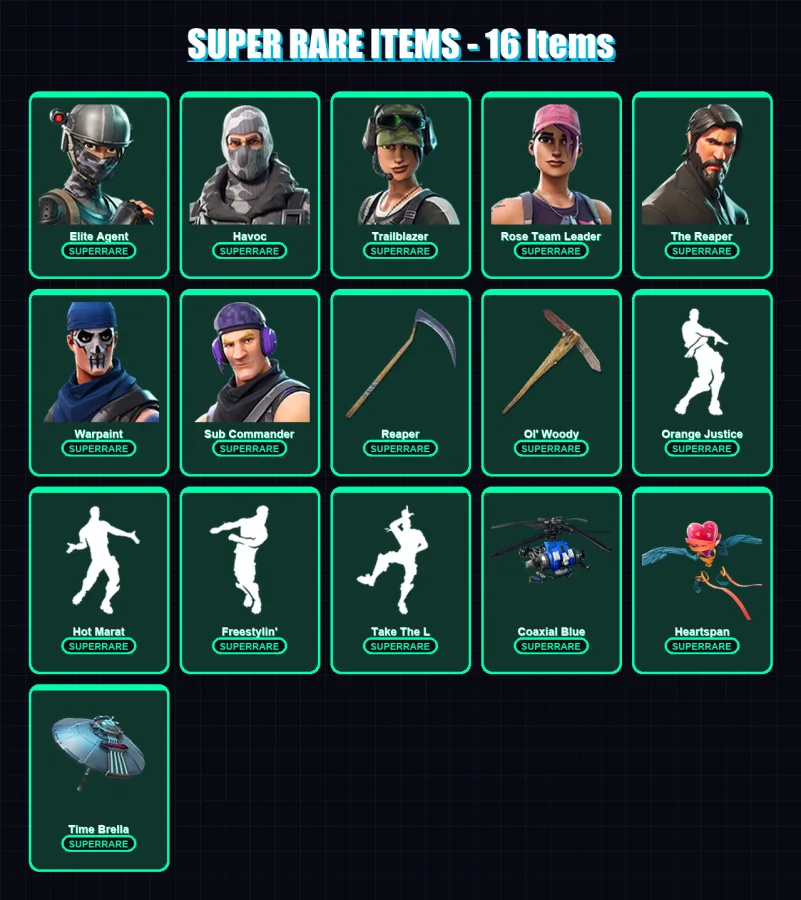[PC/XBOX] | Elite Agent | Havoc | Trailblazer | Rose Team Leader | The Reaper | 74 skin | 65 pickaxe | 68 emote | 82 glider | Lv1029