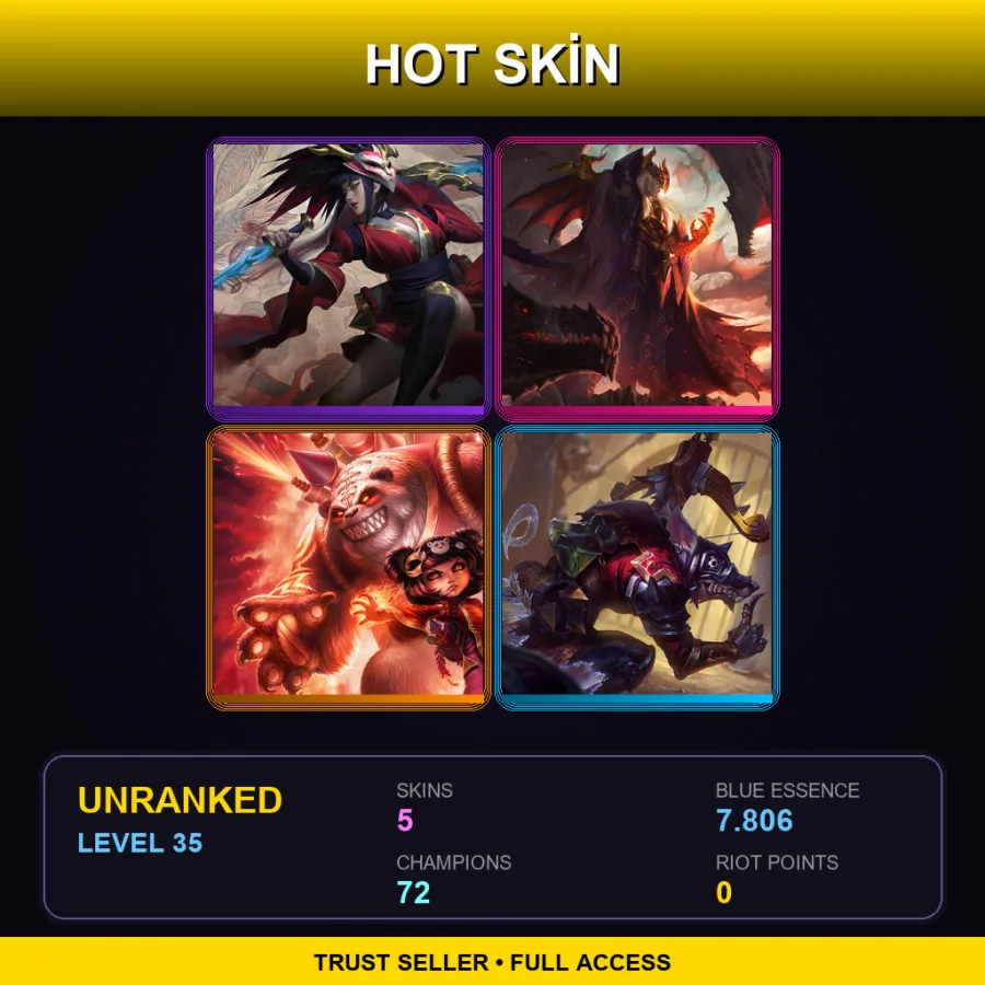 SG | Lv35 | Unranked | 5 Skin | 72 Champ