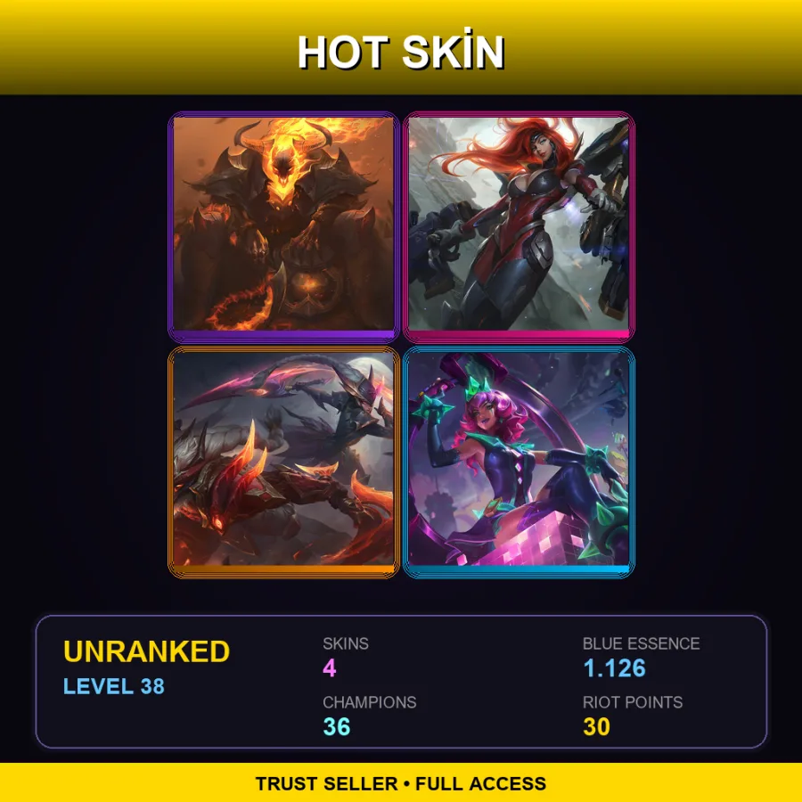 TR | Lv38 | Unranked | 4 Skin | 36 Champ — LoL account