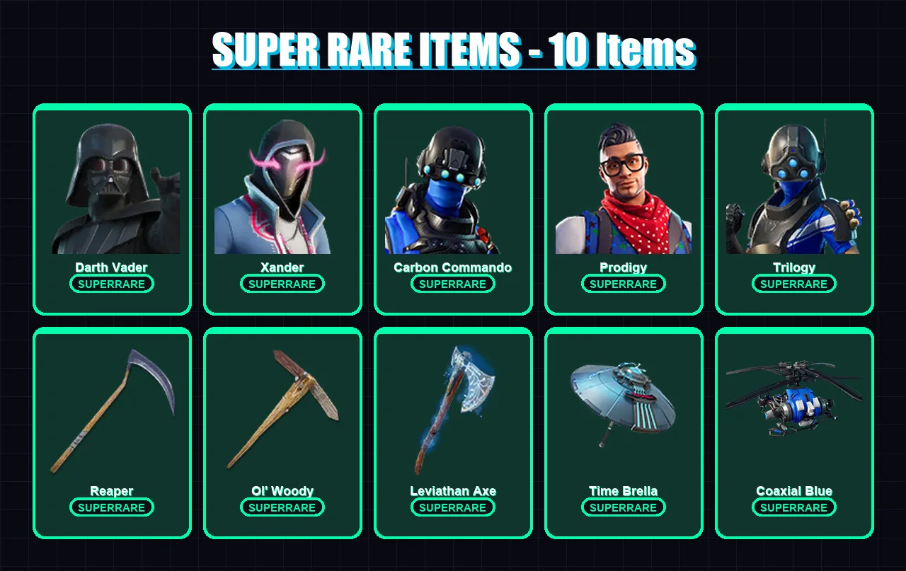 [PS4/PS5/XBOX/PC] | Darth Vader | Xander | Carbon Commando | Prodigy | Trilogy | 251 skin | 230 pickaxe | 140 emote | 136 glider | Lv2428