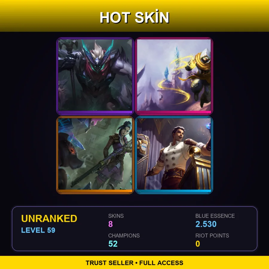 BR | Lv59 | Unranked | 8 Skin | 52 Champ
