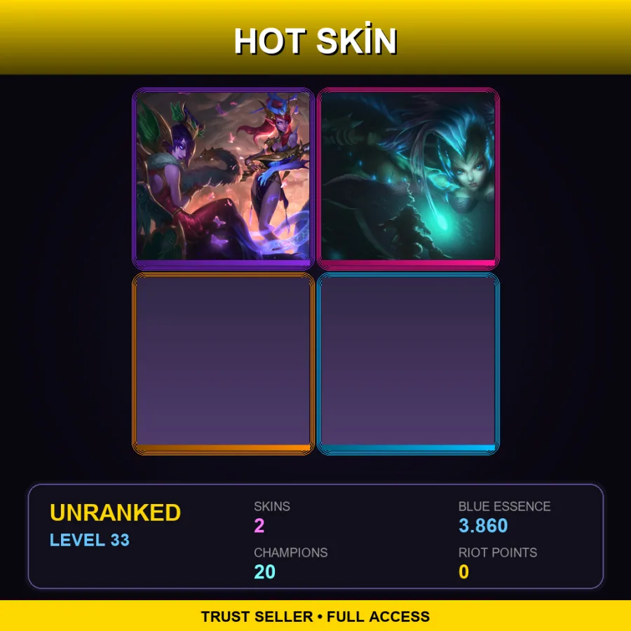 TR | Lv33 | Unranked | 2 Skin | 20 Champ — LoL account