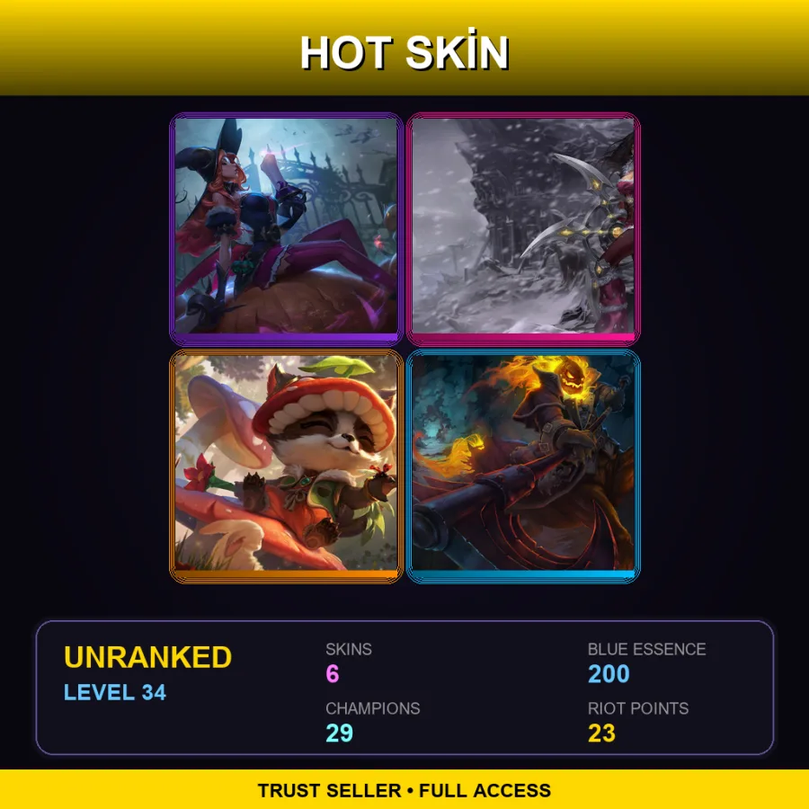 EUNE | Lv34 | Unranked | 6 Skin | 29 Champ
