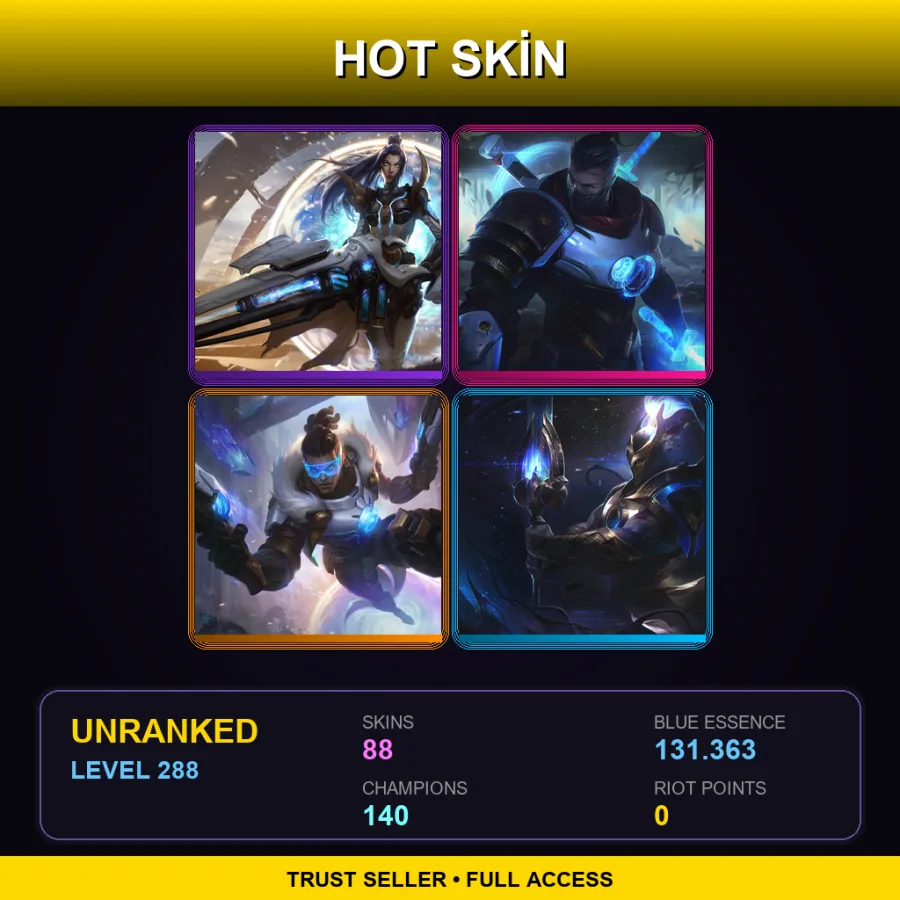 VN | Lv288 | Unranked | 88 Skin | 140 Champ