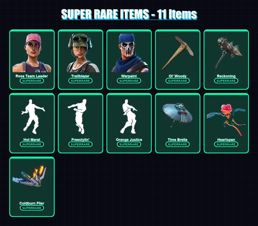 [PC/PSN] | Rose Team Leader | Trailblazer | Warpaint | Carbide | Era | 165 skin | 162 pickaxe | 165 emote | 127 glider | Lv1698