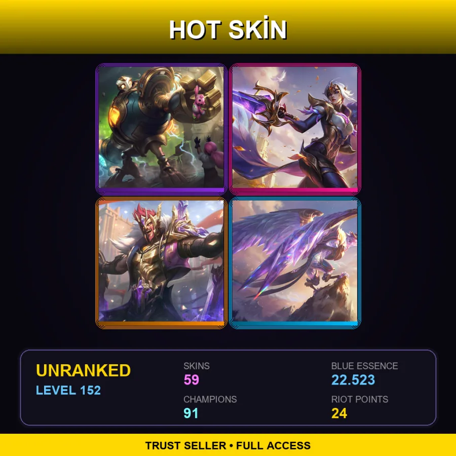 VN | Lv152 | Unranked | 59 Skin | 91 Champ — Viridian Kayle