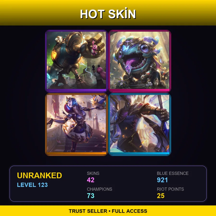 LAN | Lv123 | Unranked | 42 Skin | 73 Champ — LoL account