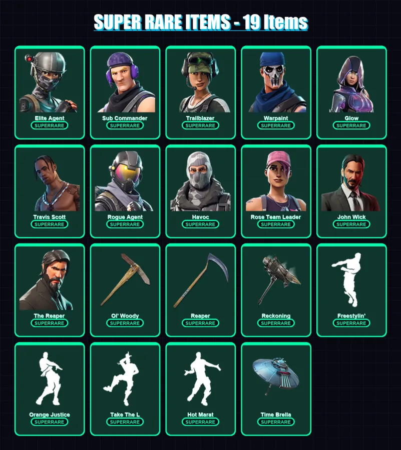 [PC/XBOX/PSN] | Elite Agent | Sub Commander | Trailblazer | Warpaint | Glow | 269 skin | 281 pickaxe | 228 emote | 217 glider | Lv3417