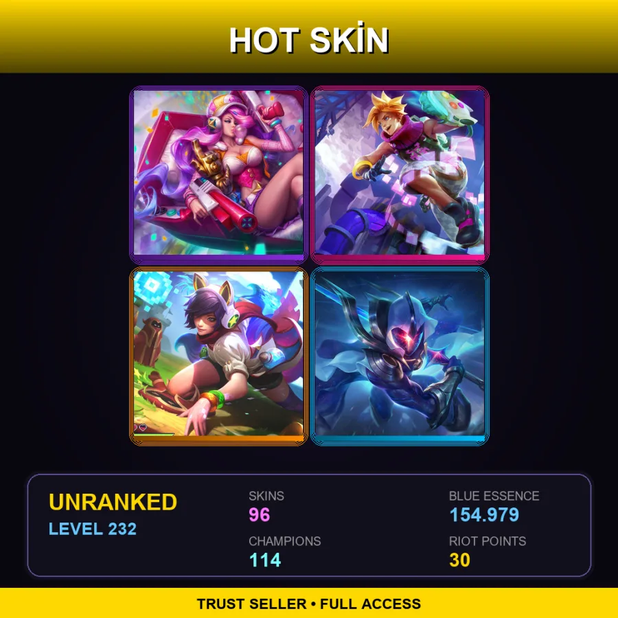 BR | Lv232 | Unranked | 96 Skin | 114 Champ