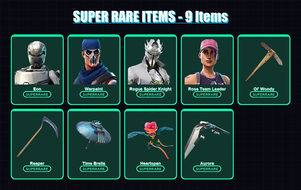 [PC/XBOX/PSN] | Eon | Warpaint | Rogue Spider Knight | Rose Team Leader | Zeus | 204 skin | 213 pickaxe | 203 emote | 179 glider | Lv2563