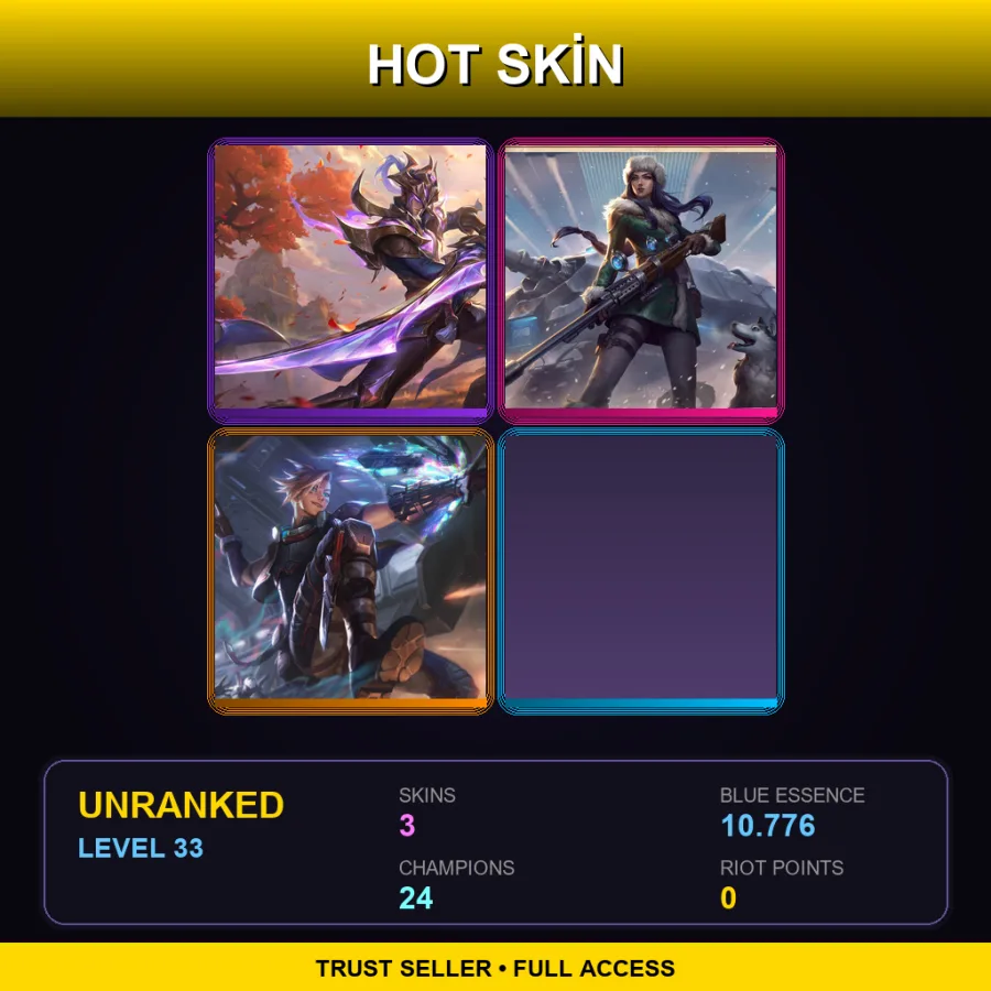 EUW | Lv33 | Unranked | 3 Skin | 24 Champ