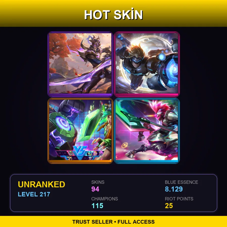 EUNE | Lv217 | Unranked | 94 Skin | 115 Champ — LoL account