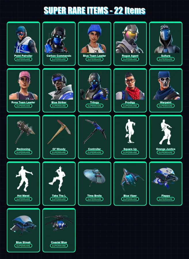 [PC/XBOX/PSN] | Point Patroller | Carbon Commando | Blue Team Leader | 119 skin | Lv1836 — Fortnite account