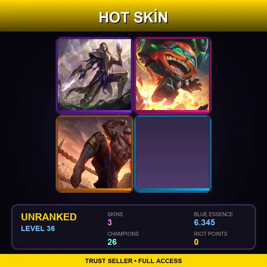OCE | Lv36 | Unranked | 3 Skin | 26 Champ