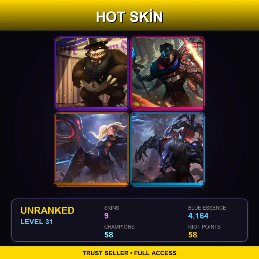 EUNE | Lv31 | Unranked | 9 Skin | 58 Champ