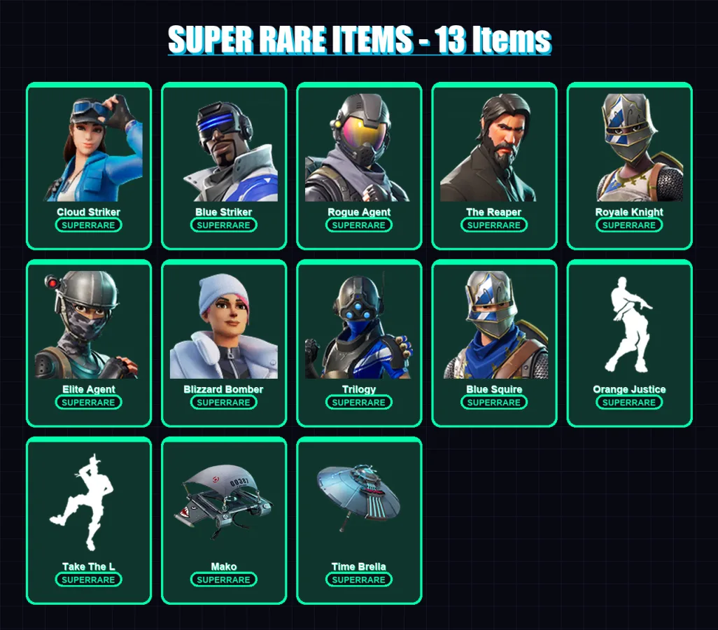 [PC/XBOX] | Cloud Striker | Blue Striker | Rogue Agent | The Reaper | Royale Knight | 134 skin | 156 pickaxe | 156 emote | 148 glider | Lv2378