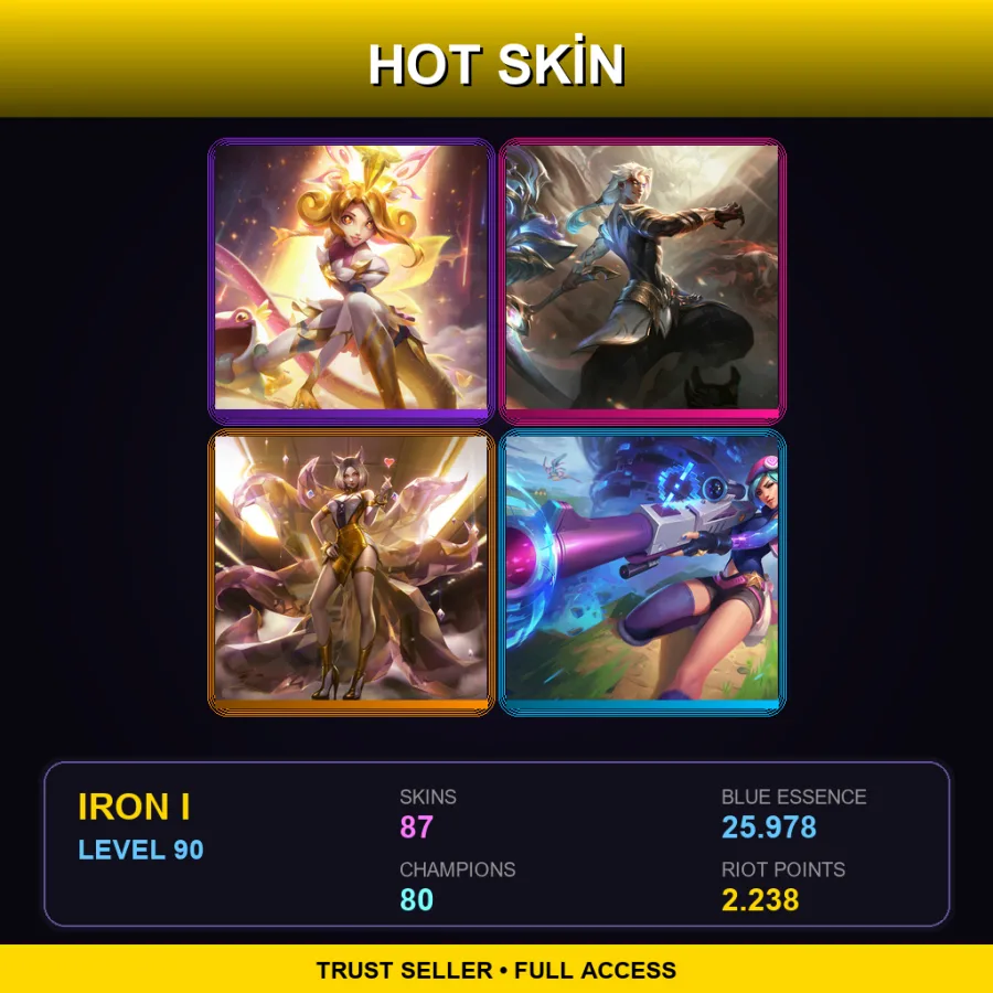 OCE | Lv90 | Iron I | 87 Skin | 80 Champ