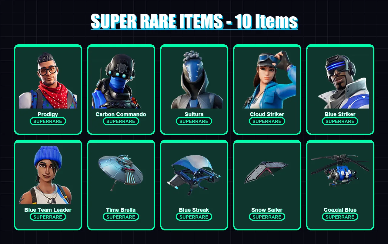 [PS4/PS5/XBOX/PC] | Prodigy | Carbon Commando | Sultura | Cloud Striker | Blue Striker | 37 skin | 46 pickaxe | 34 emote | 55 glider | Lv643 — Fortnite account