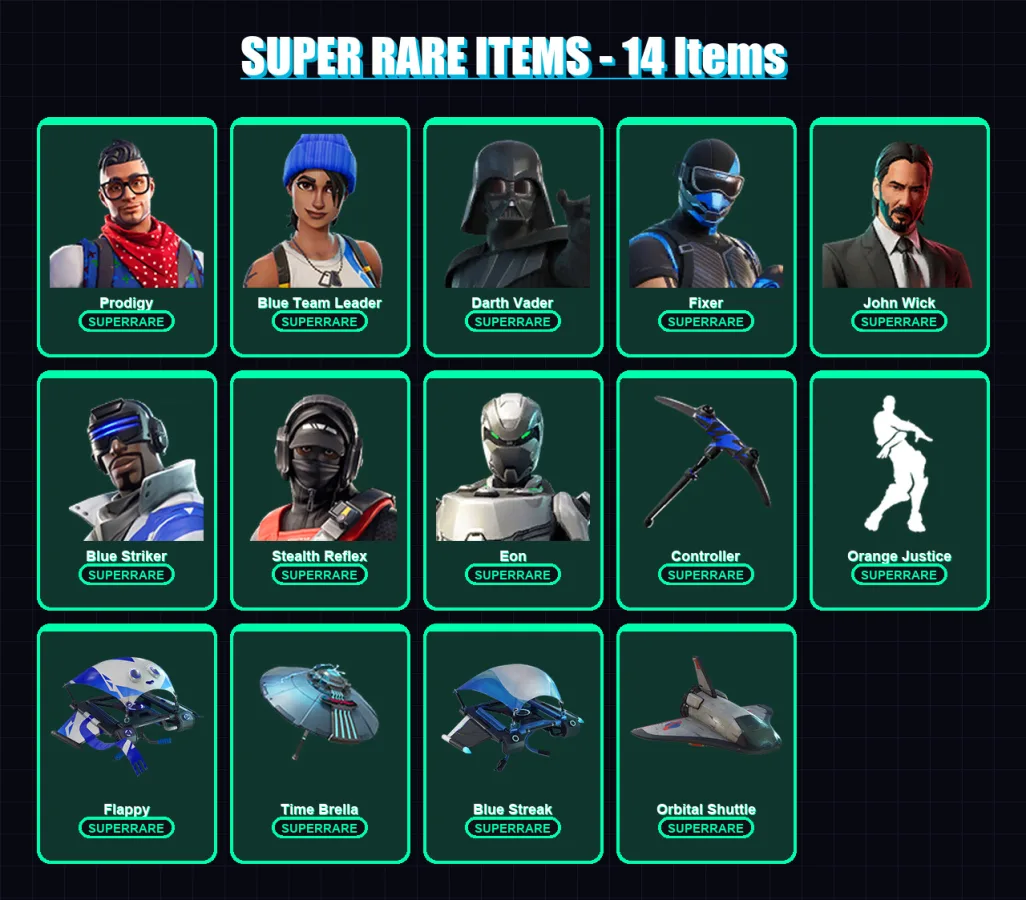 [PC/PSN] | Prodigy | Blue Team Leader | Darth Vader | Fixer | John Wick | 237 skin | 252 pickaxe | 202 emote | 208 glider | Lv4234
