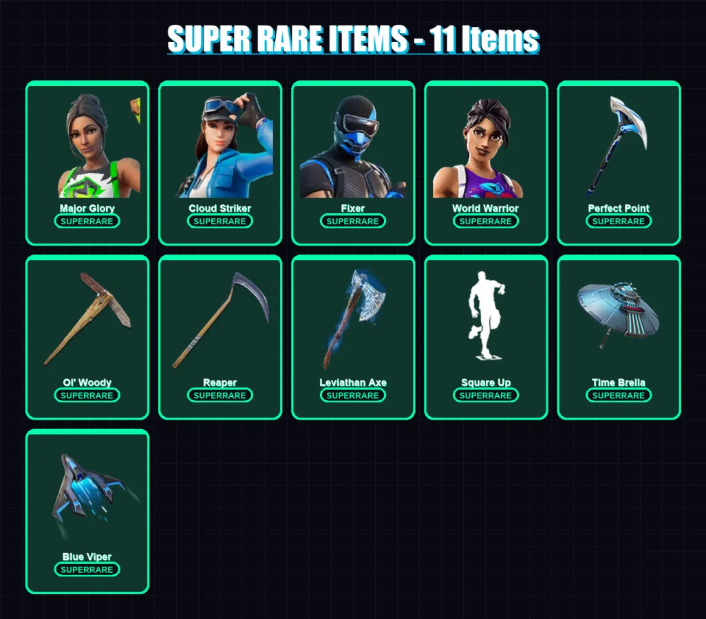 [PC/XBOX] | Major Glory | Cloud Striker | Fixer | World Warrior | Predator | 263 skin | 285 pickaxe | 257 emote | 193 glider | Lv3914