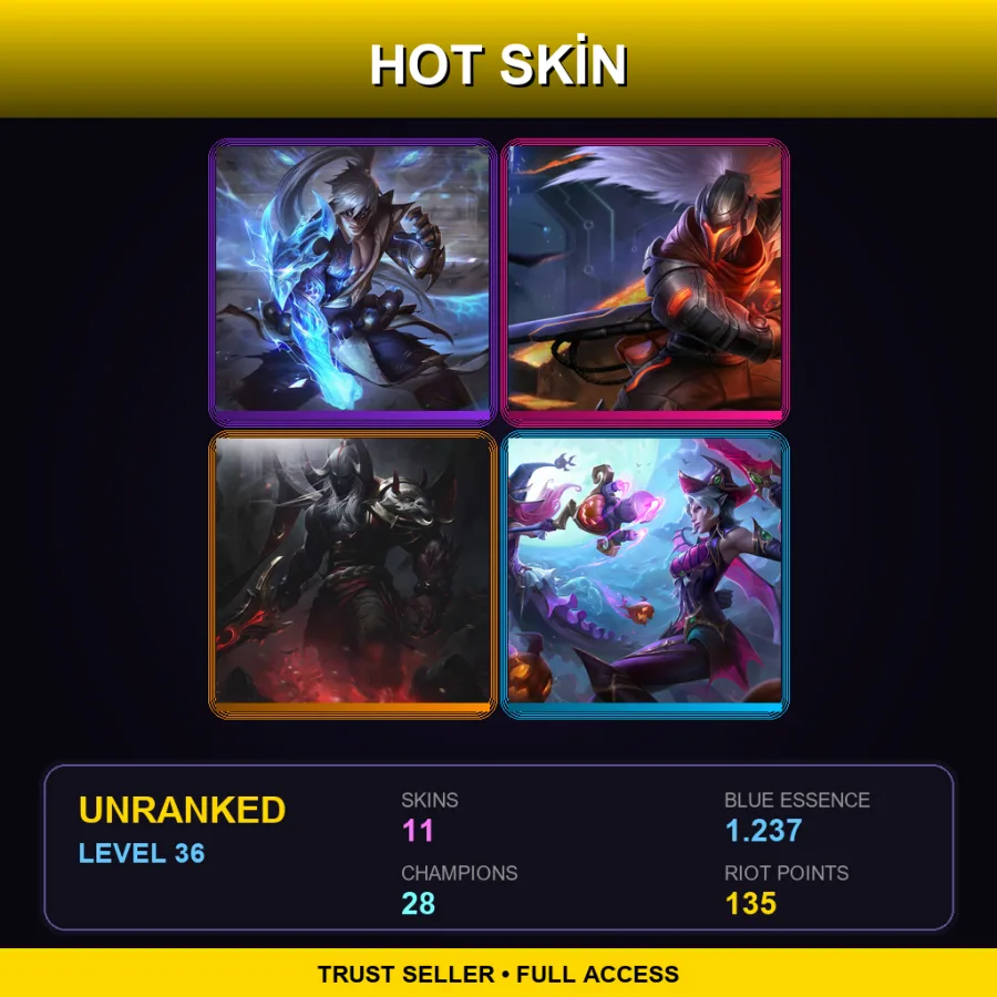 SG | Lv36 | Unranked | 11 Skin | 28 Champ