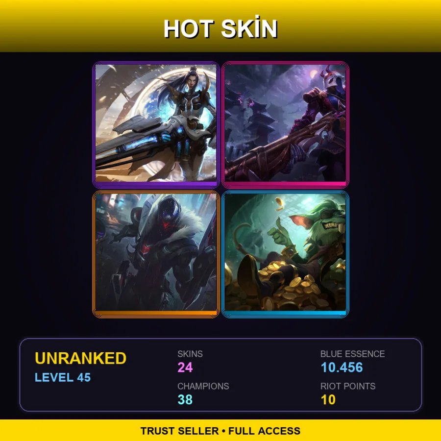 OCE | Lv45 | Unranked | 24 Skin | 38 Champ
