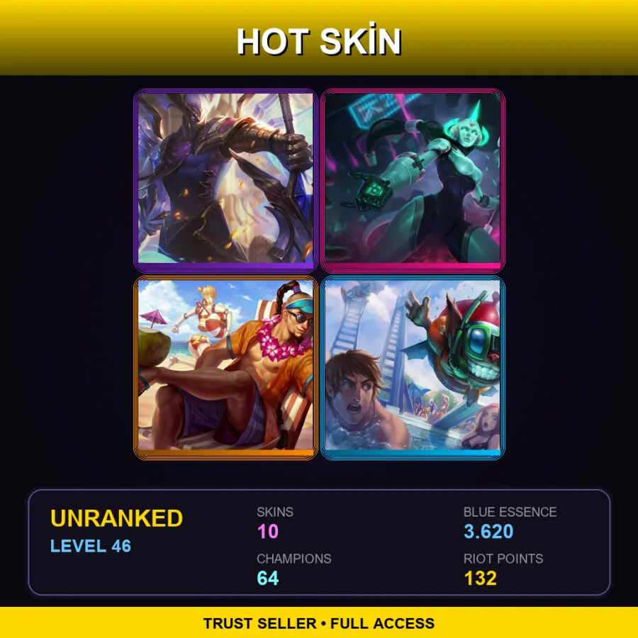 LAS | Lv46 | Unranked | 10 Skin | 64 Champ
