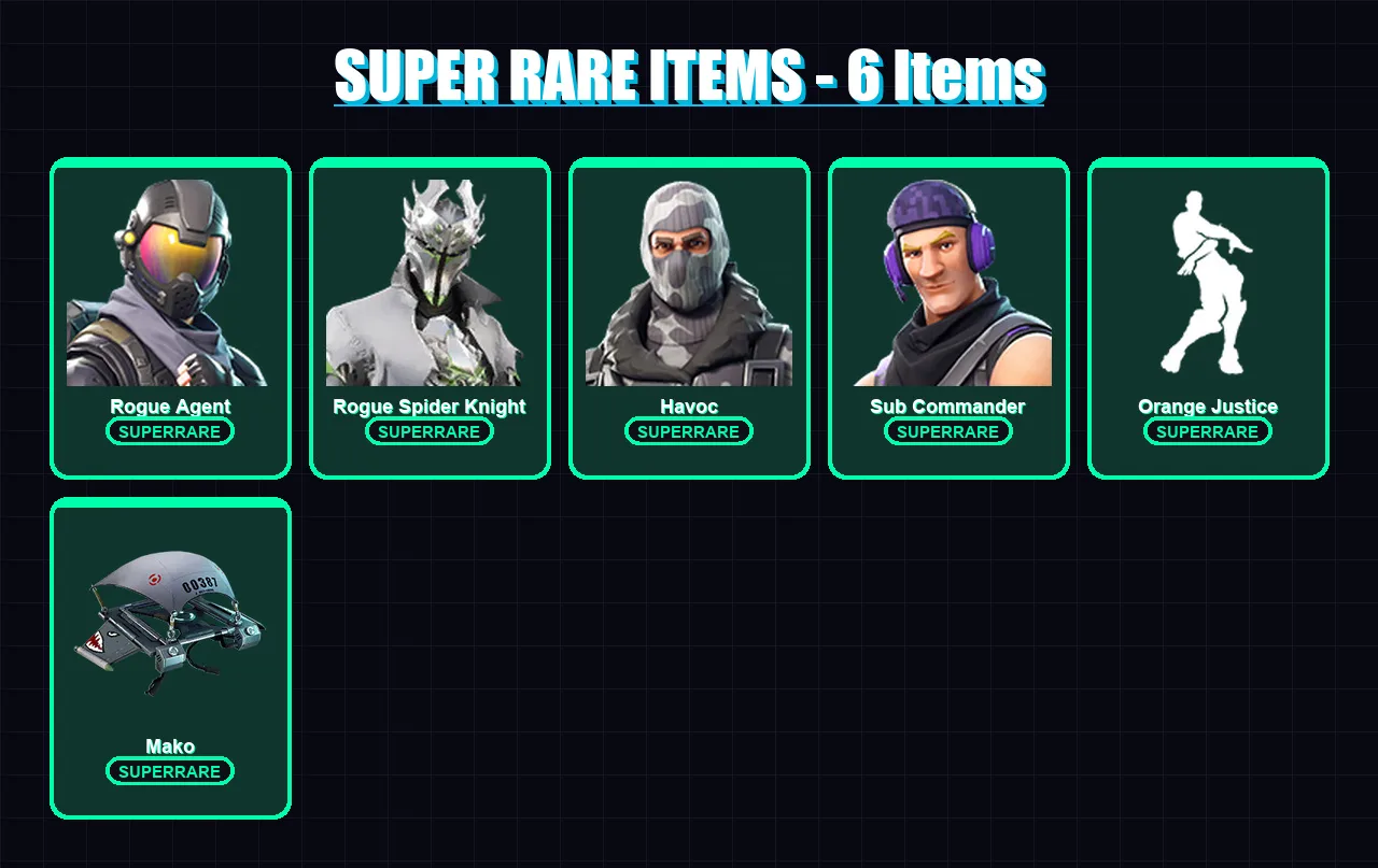[PC/PSN] | Rogue Agent | Rogue Spider Knight | Havoc | Sub Commander | Carbide | 31 skin | 27 pickaxe | 50 emote | 40 glider | Lv645