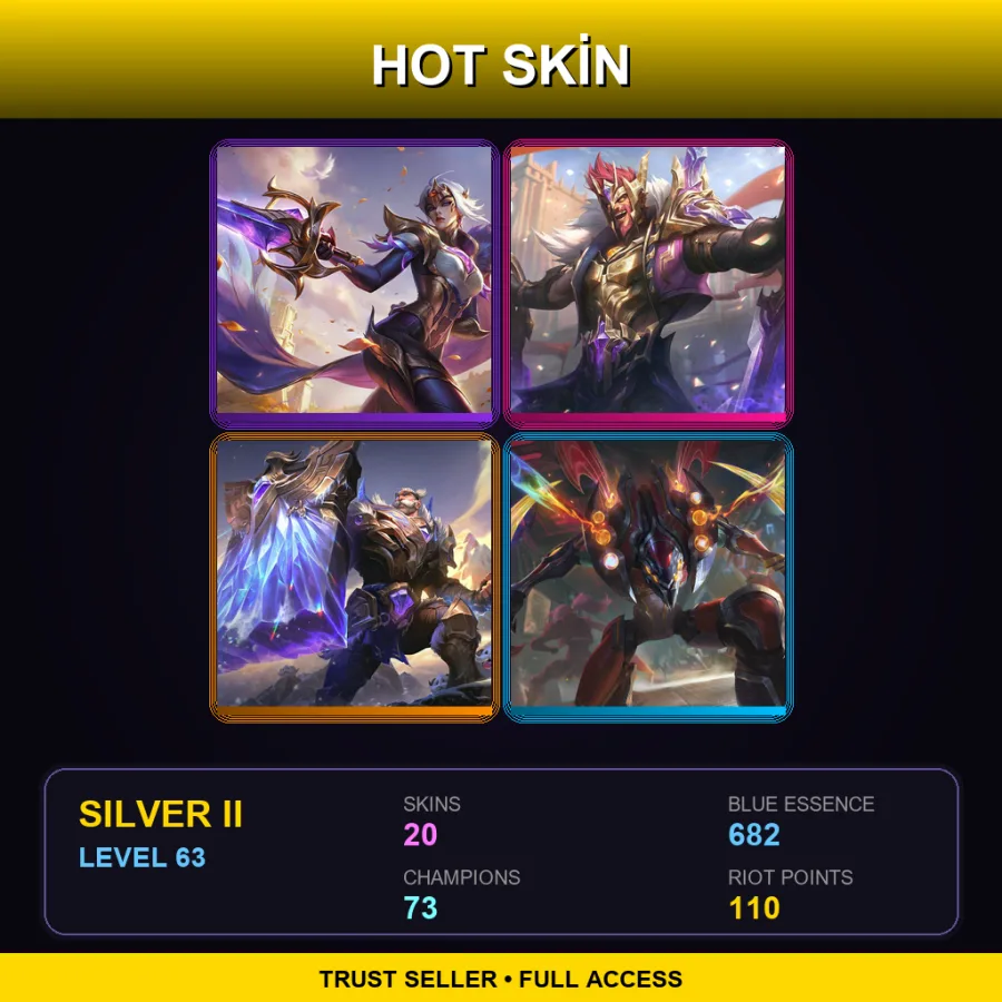 EUW | Lv63 | Silver II | 20 Skin | 73 Champ — LoL account